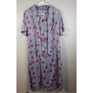 Women's CB Floral Print Short Sleeve Dress White Pink #72